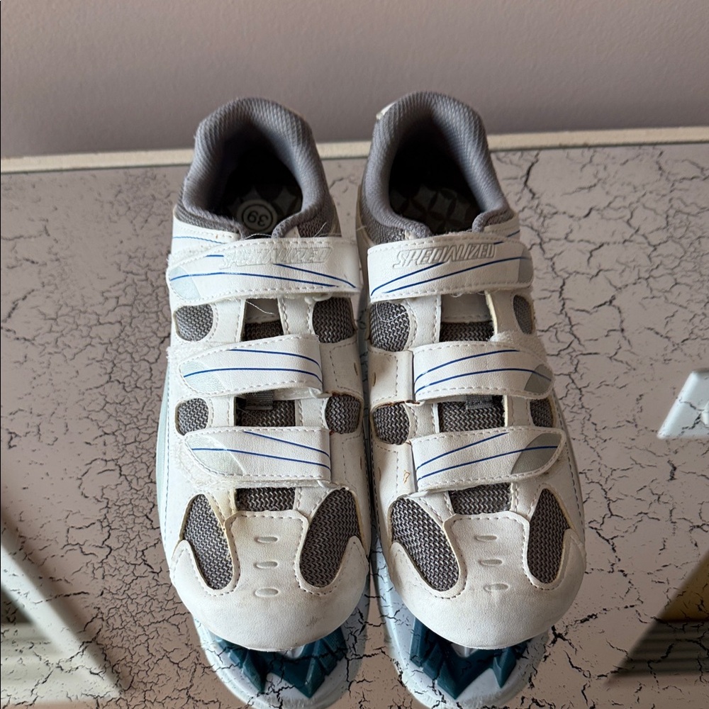 Specialized White and Gray Cycling Shoes